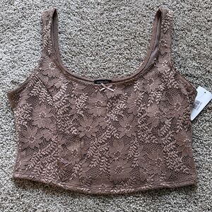 Dry Goods Taupe Lace Crop Top